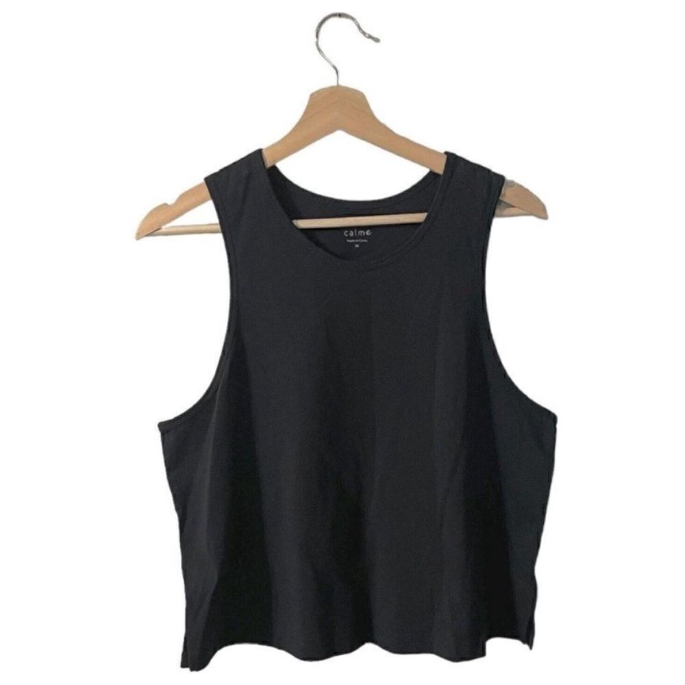 Calme NWT Johnny Was Scoop Neck Tank Top in Black in Size M